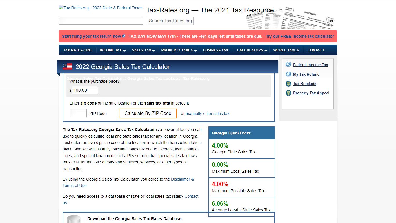 Georgia Sales Tax Calculator - Tax-Rates.org