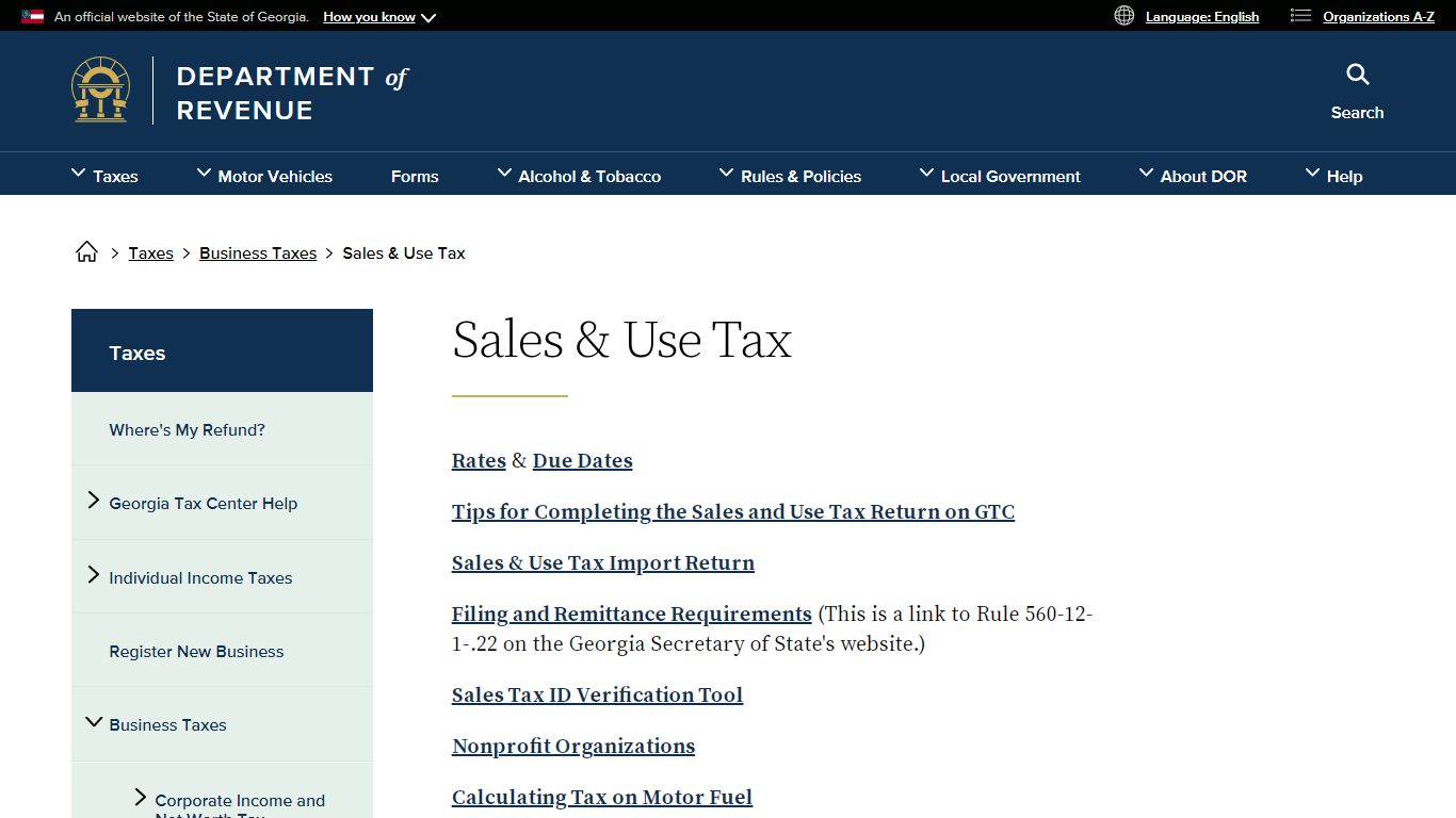 Sales & Use Tax | Georgia Department of Revenue