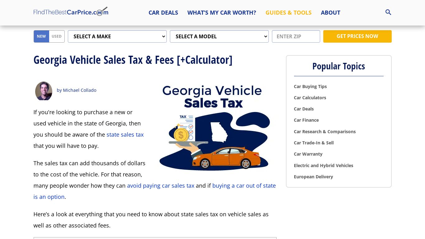 Georgia Vehicle Sales Tax & Fees [+Calculator] - Find The Best Car Price